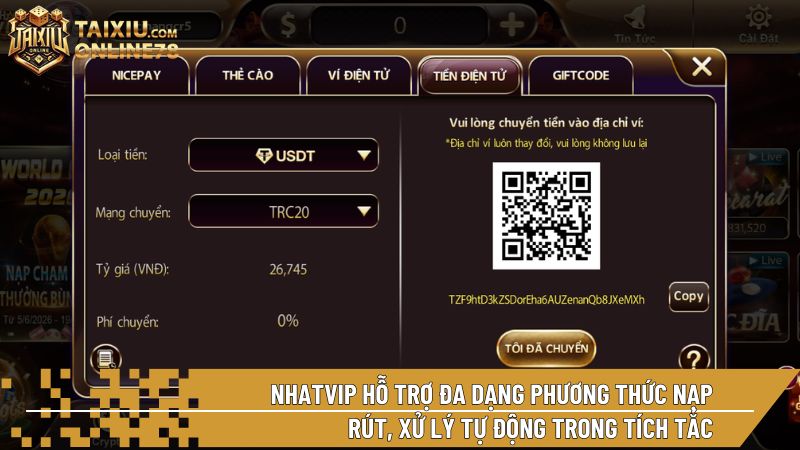 Nhatvip hỗ trợ đa dạng phương thức nạp rút, xử lý tự động trong tích tắc